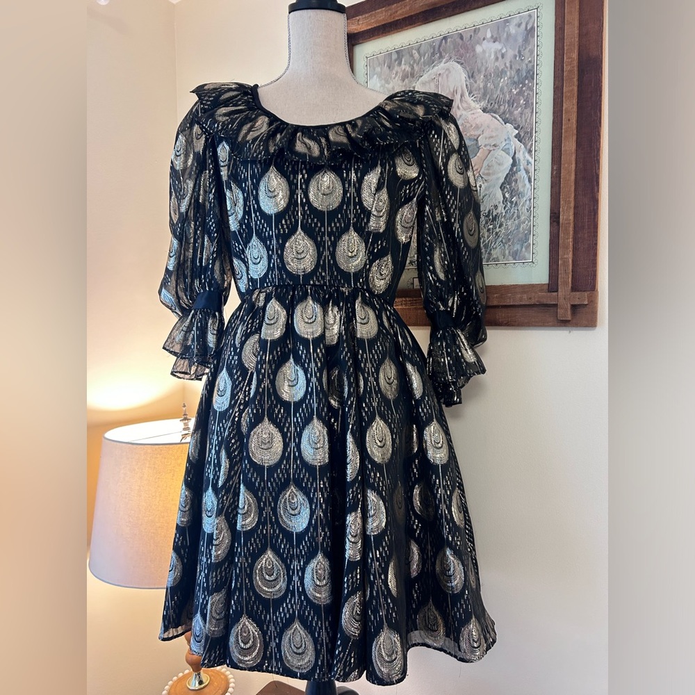 Vintage Art Deco Puff Sleeve Dress - Picture 6 of 11